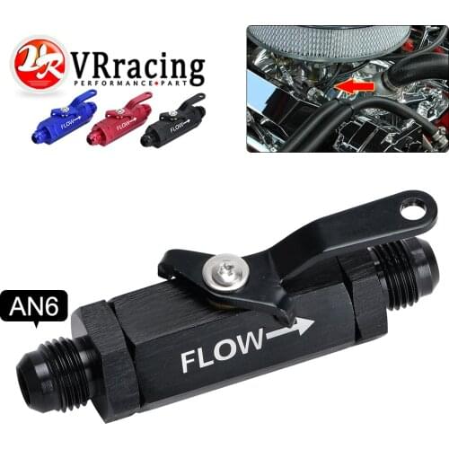 VRracing - AN6 6AN Aluminum Inline Fuel Filter Shut Off Valve Cut Off w/ Cable Lever 1Pcs R-FSV06