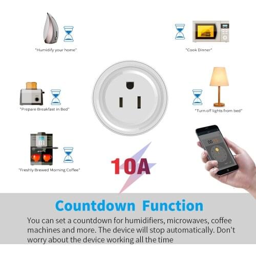 WiFi AC100~240V Smart Plug 10A US Socket Tuya Smart Life APP Work with Alexa Google Assistant Voice Control