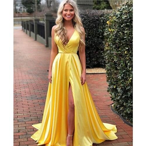 Prom Dresses Long 2020 High Split Evening Party Dress Formal A-line vestidos de платья для выпускного robe de soirée de mariage