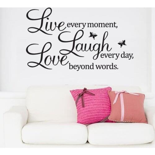 Live laugh love quotes wall decals zooyoo1002 home decorations adesivo de paredes removable diy wall stickers