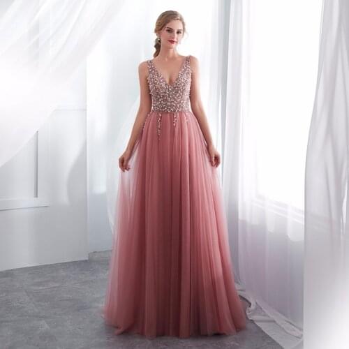 2019 Sequin Maternity V Neck Beading Back Lace Up Evening Dress With Slit Evening Gown Long Prom Robe De Soiree