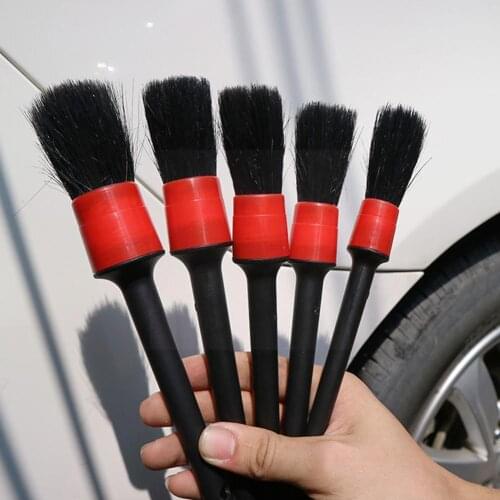 5Pcs Soft Natural Boar Hair Cleaning Brush Set For Car Set Detail Auto Exterior Brush Brushes Interior Car Cleaning Detaili E0M7
