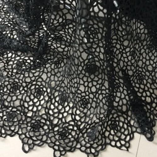 5Yards Latest African Lace Fabrics Embroidered African Guipure French Lace Fabric Nigerian Wedding Tulle Lace Black Cord Lace