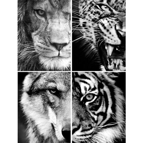 5D Diamond Painting Lion&Owl Tiger&Wolf Face DIY Cross Stitch Full Diamond Embroidery Animal Mosaic Art Picture Rhinestones Gift