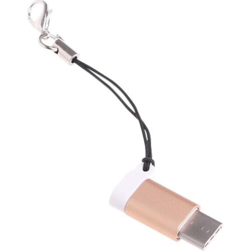 Micro USB Type-C Adapter OTG Data Sync Charger Connector With Key Chain Lanyard