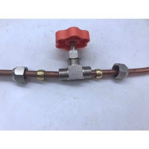 Free shipping Copper tube joint ferrule needle valve gas flow regulating valve speed regulating, Copper pipe connection fitting