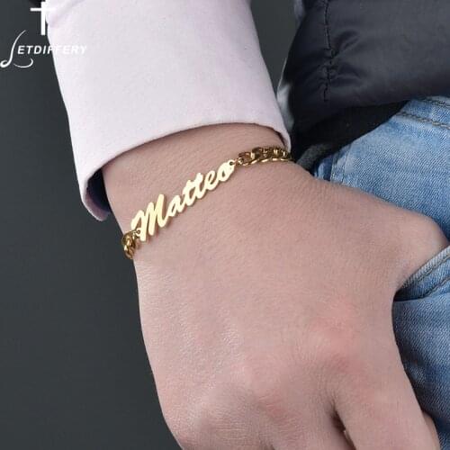 Letdiffery Custom Name Bracelets 6mm Stainless Steel Cuban Chain Bracelet for Men Lovers Personalized Jewelry Party Gifts