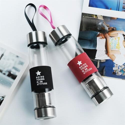 Carry 450ml Water Bottle with Tea Strainer Loop Outdoor Travel Sport Drink Shaker Portable Large Capacity Drinkware BS50SP