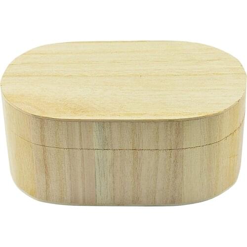 Oval Shape Unfinished Wood Plain Wooden Jewelry Gift Box Magnetic Storage Case