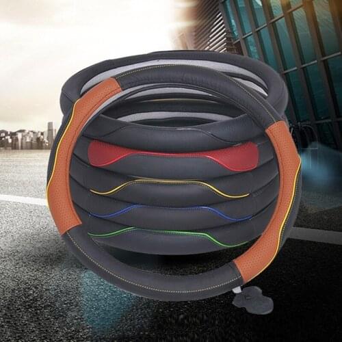 Automobile Steering Wheel Cover Four Seasons Universal Wear Resistant Anti Slip Breathable Leather Handle Cover Accessories