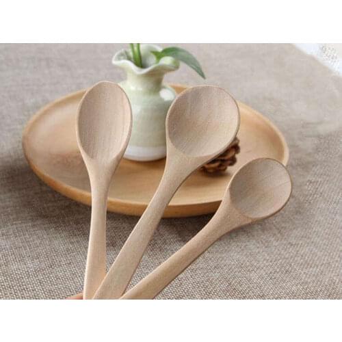 Wood Soup Spoon Mini Wooden Teaspoon Utensil Coffee Ice Cream Spoon Wholesale