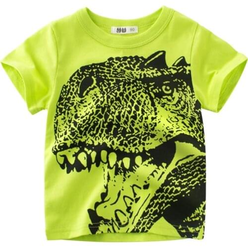 2019 Summer Fashion Kids T-shirt Boys Clothing 100% Cotton Childrens Dinosaur Print Toddler Tops T-shirt Baby Tee Girls 2-10Y