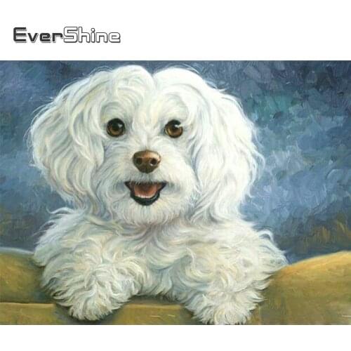 Evershine Diamond Painting Dog Cross Stitch Full Square Diamond Embroidery Animal Rhinestones Pictures Mosaic Crafts Kit