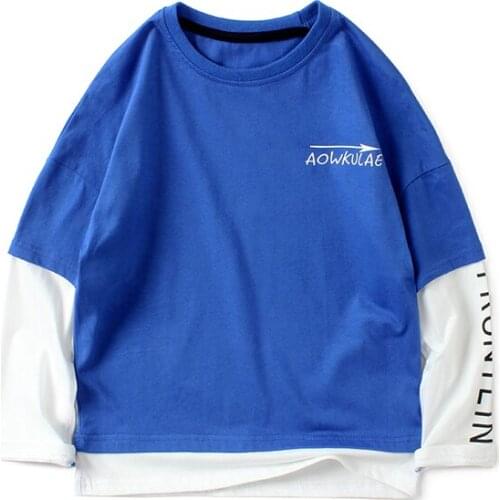IENENS Kids Long Sleeve Tees Boys Clothes Casual Letter Tops Child Cotton Pullovers Girl Loose T-shirt 5-13 Years