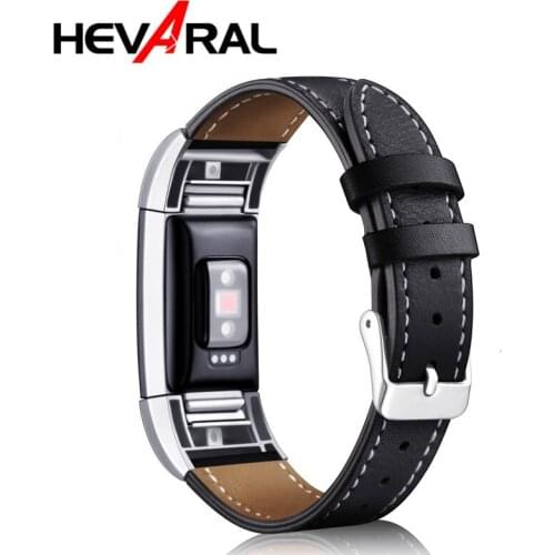 Hevaral Stap For Fitbit Charge 2 Band Genuine Leather Straps Replacement Bracelet Smart Fitness Watch For Charge 2 Wristband