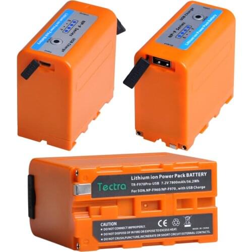 Tectra 3pc NP-F960 NP-F970 NPF960 F960 F970 Battery&USB Charge Output&LED Power Indicators For Sony NP F970 F960 F770 F550 F570