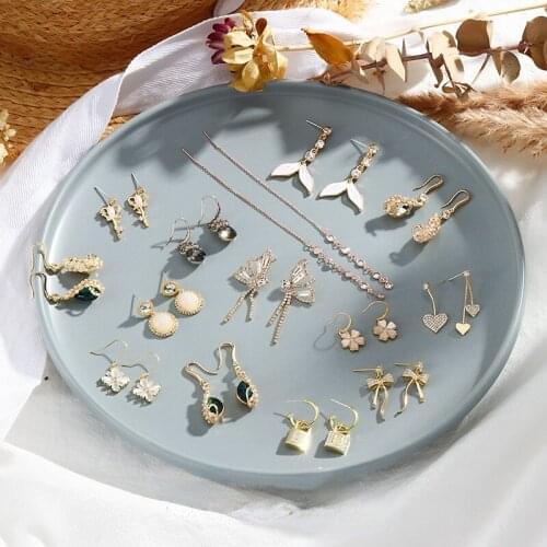 Minar Korean Fashion Multiple Faux Pearls Bowknot Butterfly Earring Bling Rhinestones Love Heart Stud Earrings for Women Jewelry