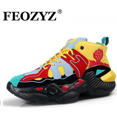 FEOZYZ Colorful Men Basketball Shoes Thick Sole Breathable Custom Sneaker Outdoor Sports Shoes