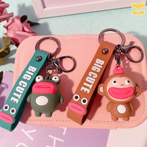 Creative Sausage Mouth Frog Keychain Fashion Lovely Doll Couples Kids Funny Bag Pendant Car Key Accessories Keyring Gift New