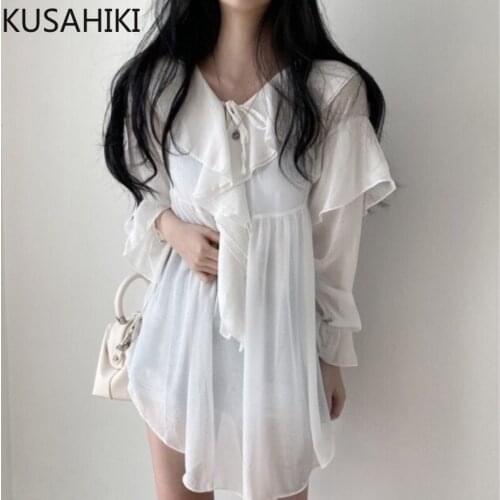 KUSAHIKI Womens Chiffon Blouses