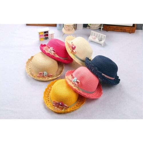 Cute Summer Baby Girls Bow Princess Hat Toddler Children Girl Cartoon Mermaid Cap Korean Infant Kids 6 Colors Straw Beach Hats