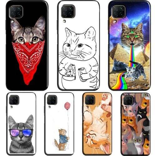 Cute Kitten Cats Cartoon Case For Huawei P40 P30 P20 Mate 20 Lite P Smart Z 2019 2021 Nova 5T Honor 20 Pro 9X 8X