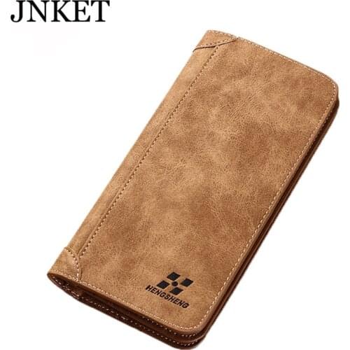 JNKET Fashion Mens Long Wallet Billfold PU Leather Clutch Wallet Checkbook Wallet Credit Card Wallet Card Holder