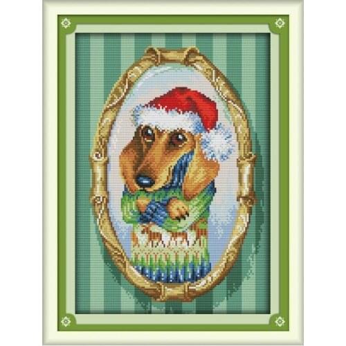 A cool dog cross stitch kit aida 14ct 11ct count printed canvas stitches embroidery DIY handmade needlework