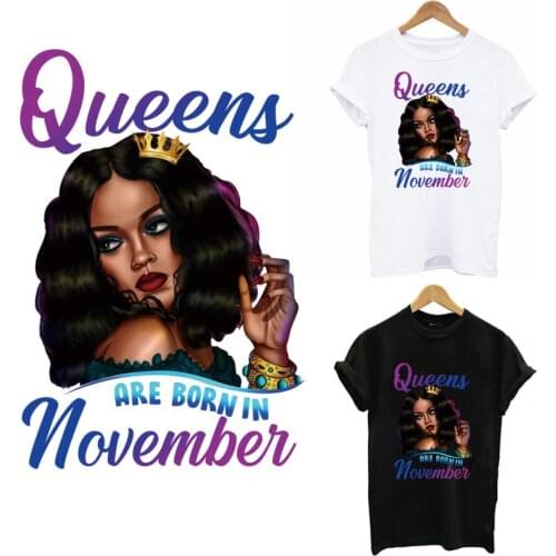 Queen Lady Iron Patches For Clothes DIY Washable Heat Transfer Thermal Sticker Patches Clothing Afican Girl Applique Decoration