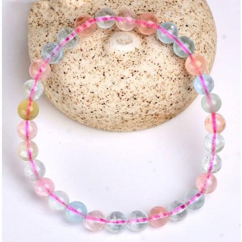 Natural Colourful Morganite One Circle Stretch Bracelet
