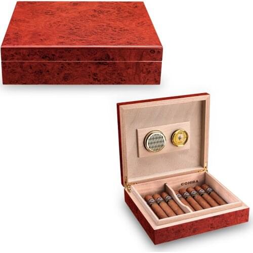 25Count Cedar Wood Lined Cigar Humidor Humidifier With Hygrometer Case Box HH-1901