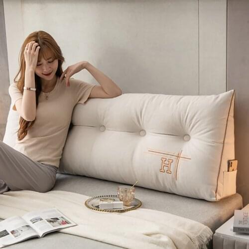 New Washable solid color twin queen king full size pillows big long reading pillow cushion backrest large waist pillow for bed