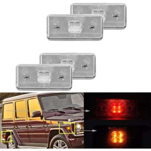 2pc Front + 2pc Rear LED Side Marker Light Turn Signal Lamp For Mercedes Benz G-Class G500 G550 G55 G63 2002-2011 2012 2013 2014