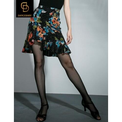 Girls Latin Dancing Dress New Adult Female Dance Practice Skirt Lady Rumba Samba Square Short Skirt D-0641