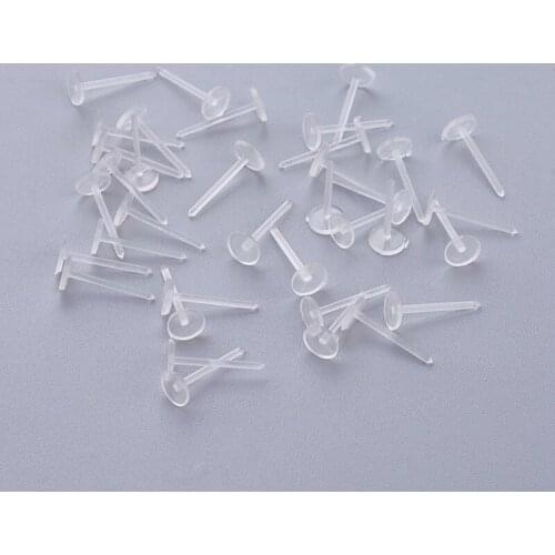 About 1000pcs/bag Clear Plastic Flat Round Stud Earring For DIY Jewelry Accessories Making Findings 12x5mm F50