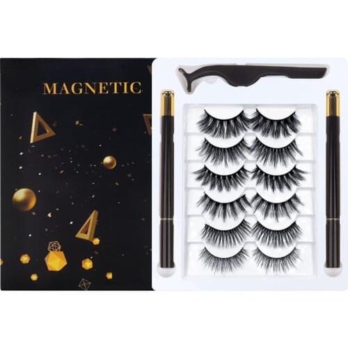 New Generation Pressing Eyeliner Eyelashes Set 6 Pairs Self Adhesive Lashes With Two Waterproof Liner One Tweezers Makeup Tools