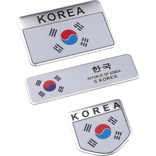 Car Styling Aluminum Alloy ASIA KOREA National Flag Emblem Car Body 3D Sticker Automobile Motorcycle Decal Auto Accessories