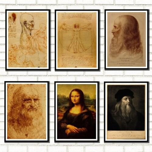 Vintage Posters by Leonardo Da Vinci Manuscript Photo Vitruvian Man Poster Wall Art Home Decor Decor Art