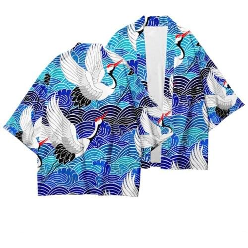 Plus Size S-6XL Printed Loose Japanese Streetwear Cardigan Women Men Harajuku Haori Kimono Cosplay Top Shirts Yukata Casual Coat
