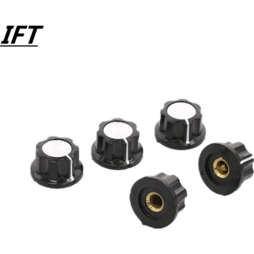 10 Pcs Black Silver Tone 19mm Top Rotary Knobs for 6mm Dia. Shaft Potentiometer