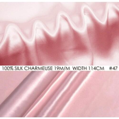 100% SILK CHARMEUSE SATIN 114cm width 19mommes Pure Mulberry Silk Fabric/Pretty Summer Dress Fabric/Sewing Vestidos-Pink NO 47