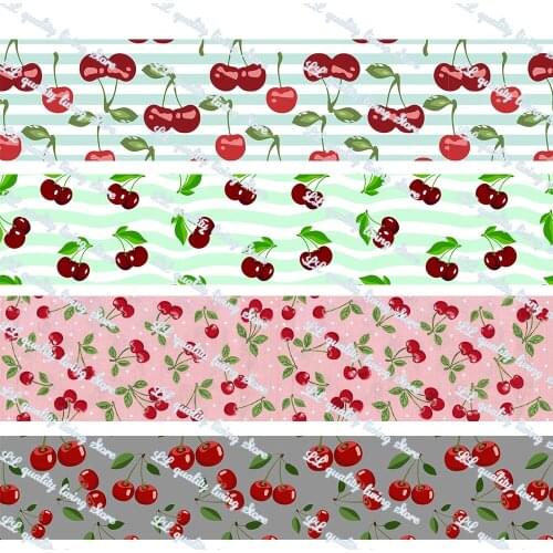 16-75MM Cartoon Cheey Printed Grosgrain Ribbon 50 Yards/Roll Tape Clothing Bakery Gift Wrapping Accessory Hairbow Head