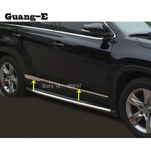 Car sticker styling cover detector side door body trim Strips Molding frame lamp parts 4pcs for Toyota Highlander 2015 2016 2017