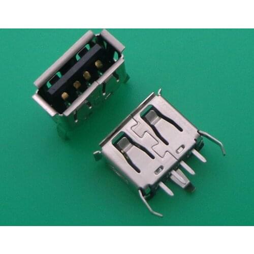 50PCS A Type Flat Angle (180 Degree) Female USB PCB Connector Socket, USB Jack Plug 3 legs+4 pin