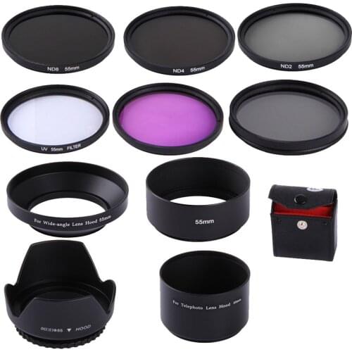 55mm CPL UV FLD ND2 ND4 ND8 Lens Filters Hood set For Canon EOS M M2 M3
