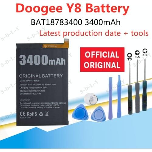 Battery For Doogee Y8 Replacement Batteries Rechargeable Doogee Y8 Li-polymer Bateria BAT18783400 3400mAh Tested+Repair Tools