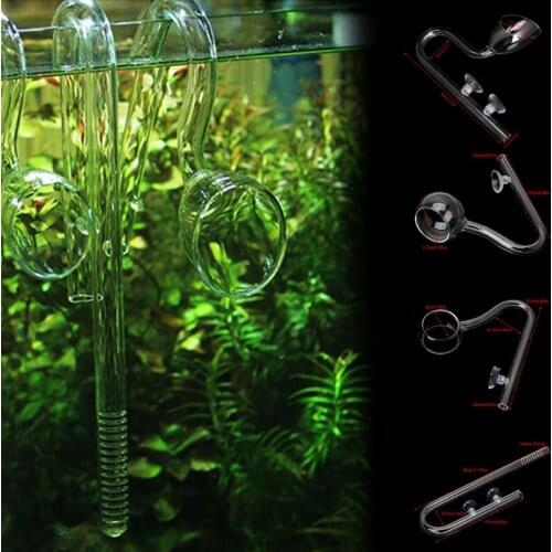 Aquarium Planted Glass Outflow Inflow Lily Pipe 13mm/17mm Tube With Suction Cup AXYC