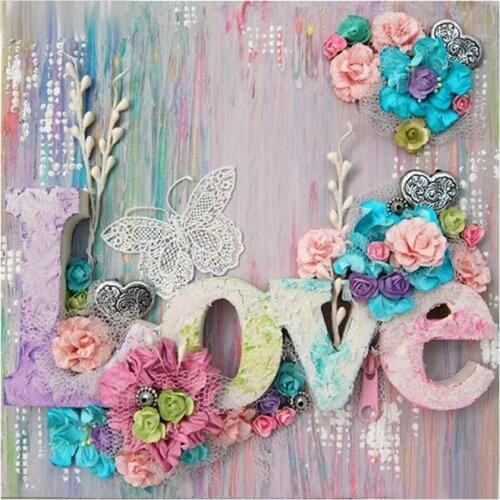 Full Round Drill 5D Diy Diamond Painting "Flower Letter" 3D Embroidery Cross Stitch 5D Home Decor