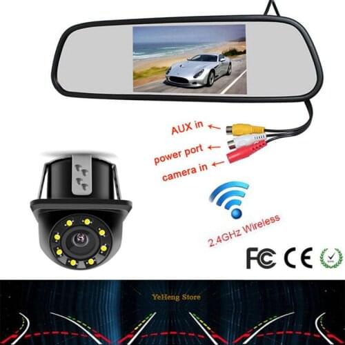 Wireless Parking Video Player. Wireless Transmitter Receiver Built-in Dynamic track Car Rear View Camera With 5"Mirror Monitor
