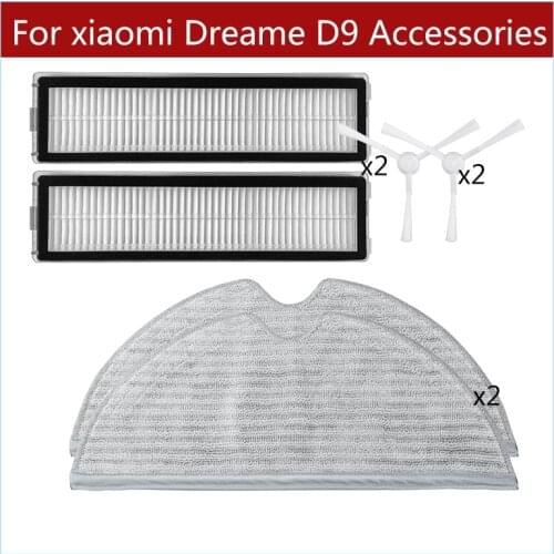 For Xiaomi Mijia 1C 1T Or Dreame D9 Home Accessories Spare Parts Hepa Filter Mop Rag Side Brush Kit Robot Vacuum Cleaner Xiomi